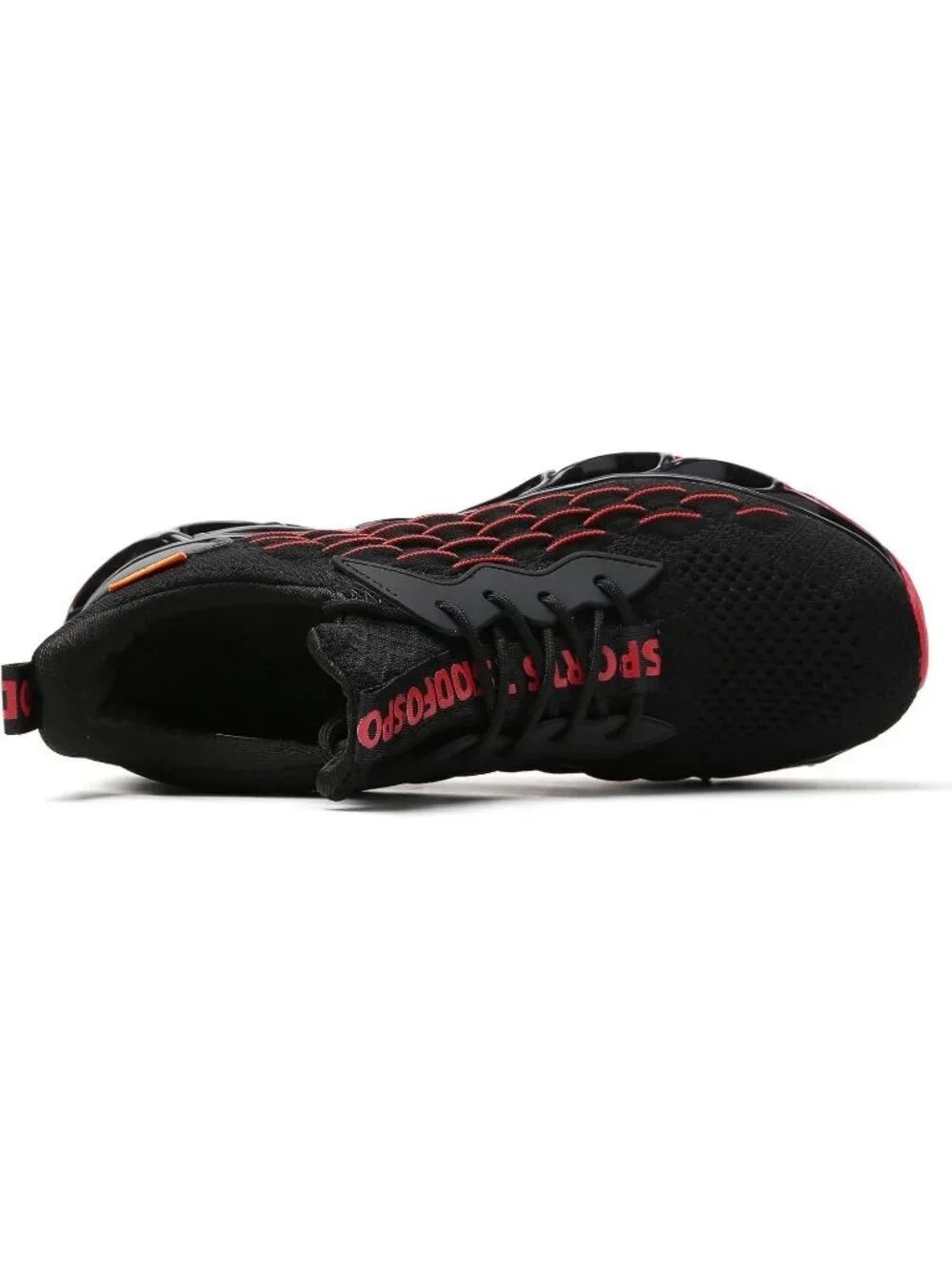 Men's Black Red Running Pull On Shoes Sport Athletic Tennis Walking Sneakers